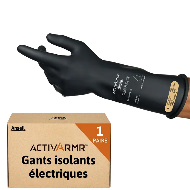 ansell-activarmr-gants-lectricien-latex-noir-36cm-classe-00-500v-l image 1