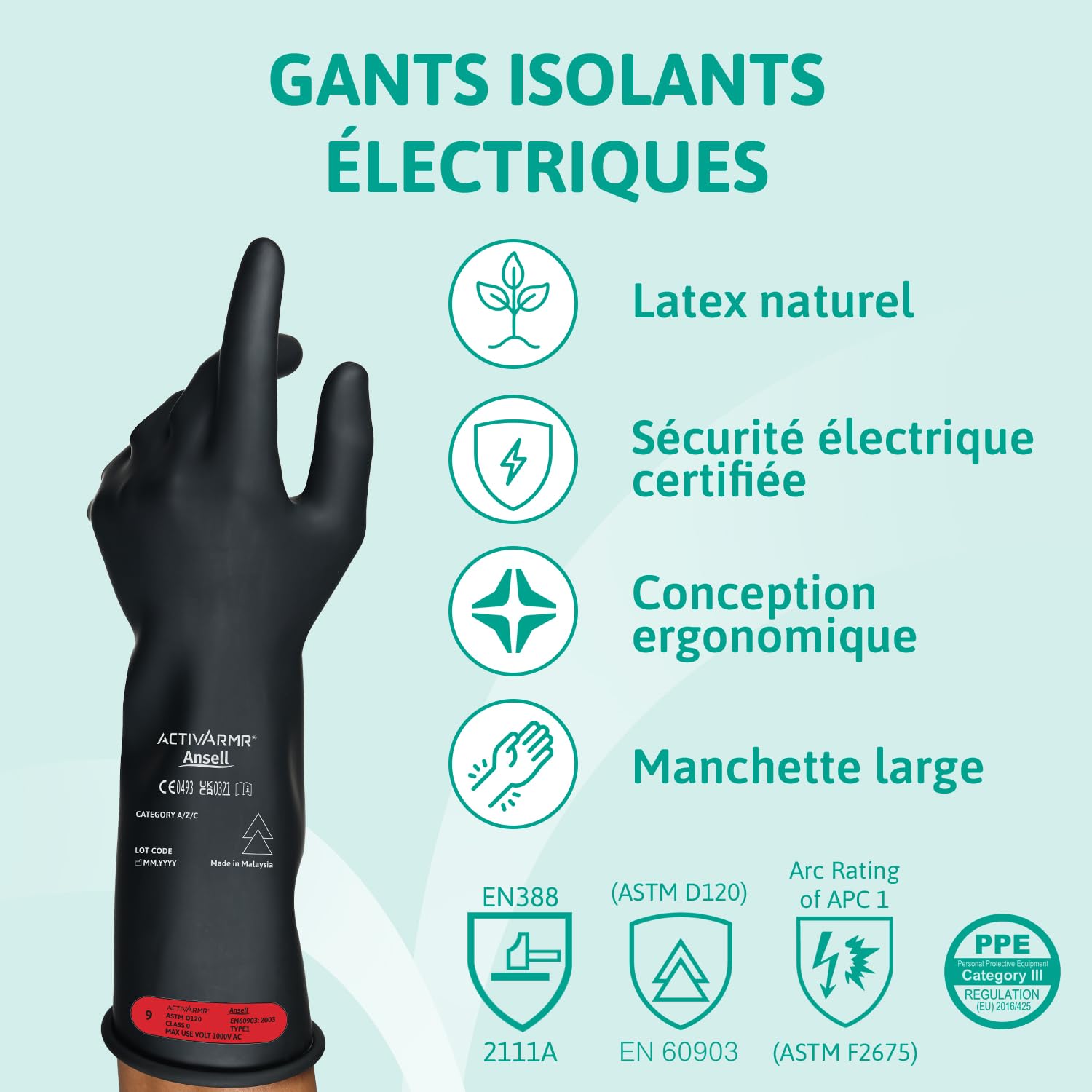 ansell-activarmr-gants-lectricien-isolants-1000v-latex-noir-36cm-l image 2
