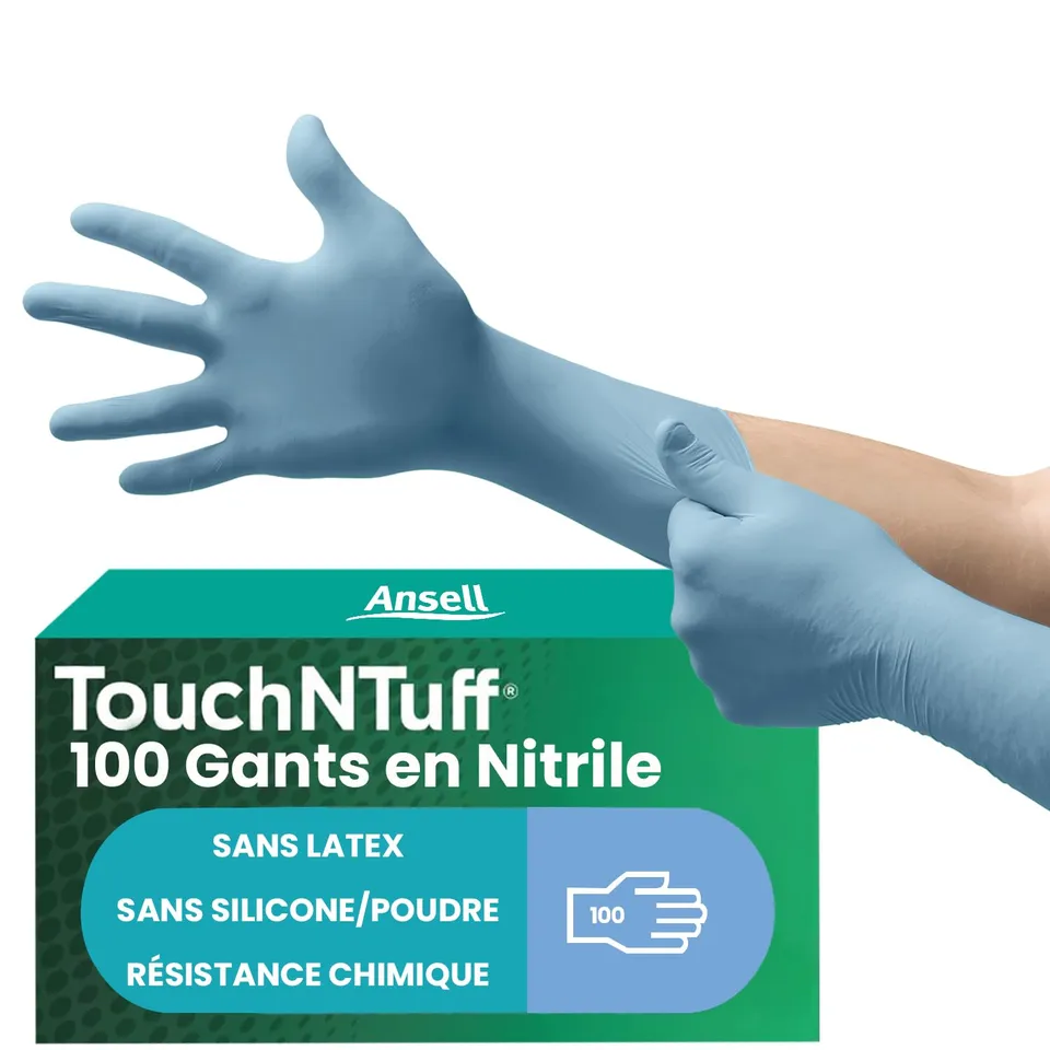 ansell-touchntuff-92-665-gants-nitrile-bleu-taille-l-100-gants image 1