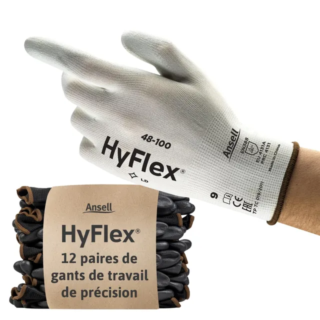 ansell-hyflex-48-100-gants-pr-cision-blancs-taille-s-12-paires image 1