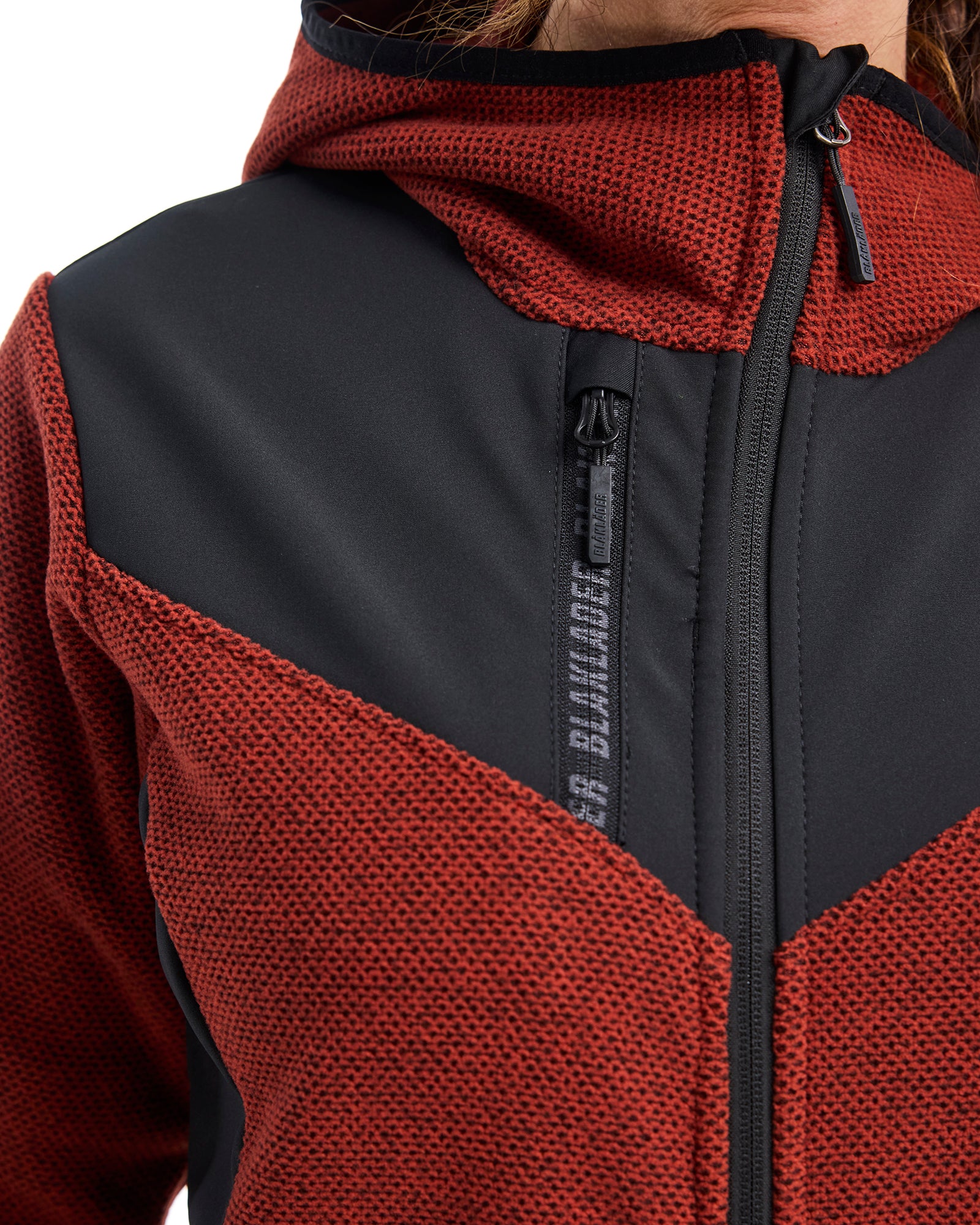 blaklader-veste-tricot-e-polaire-femme-rouge-noir-veste-travail image 6