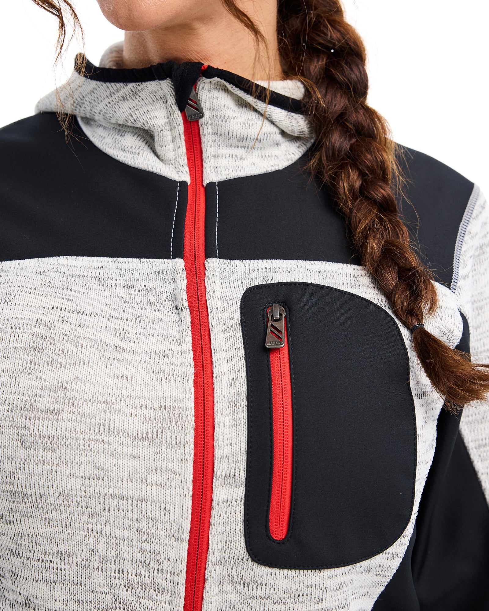blaklader-jackets-veste-tricot-e-femme-gris-chin-noir-capuche image 5