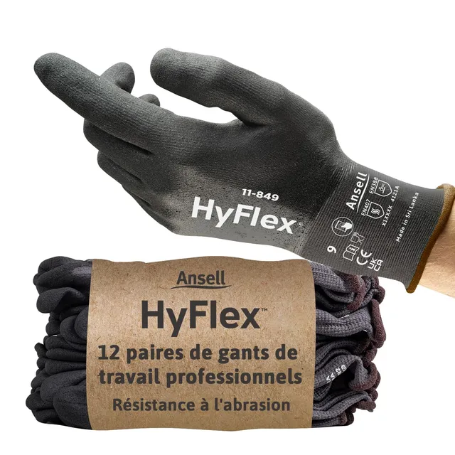 ansell-hyflex-11-849-gants-montage-noir-taille-xs-lot-12-respirant image 1