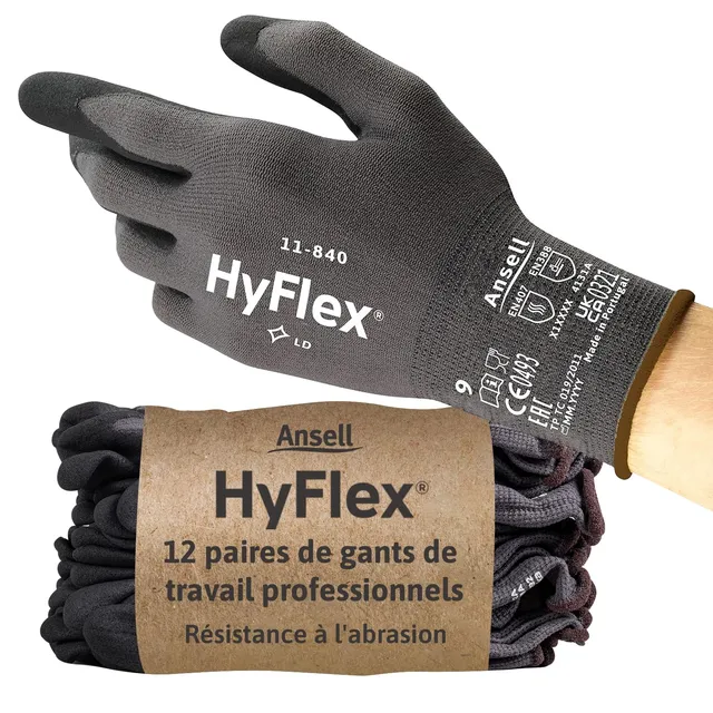 ansell-hyflex-11-840-gants-nitrile-noir-xs-lot-12-paires image 1