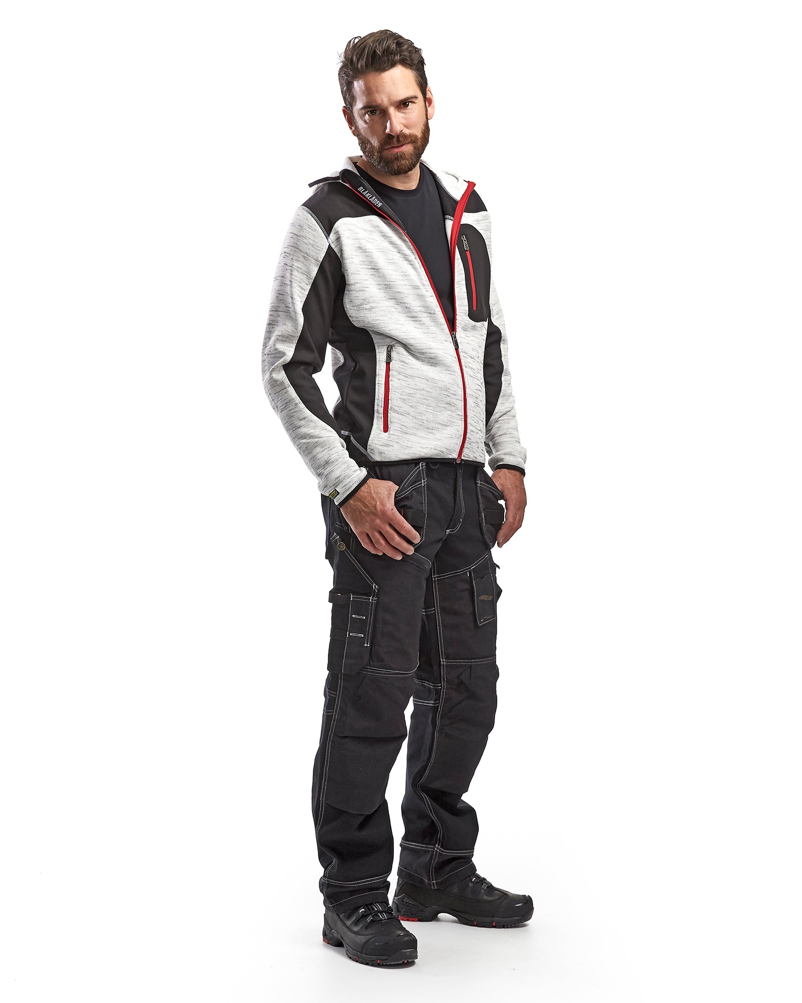 blaklader-knitted-jacket-veste-de-travail-gris-chin-noir-capuche image 5