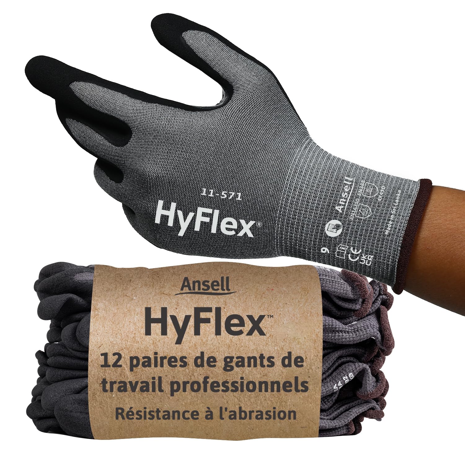ansell-hyflex-11-571-gants-anti-coupure-gris-taille-s-x12 image 1