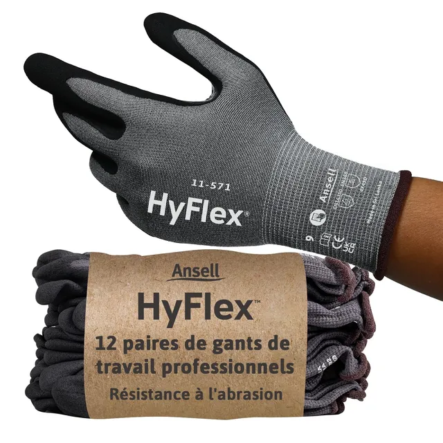 ansell-hyflex-11-571-gants-anti-coupure-gris-taille-s-x12 image 1