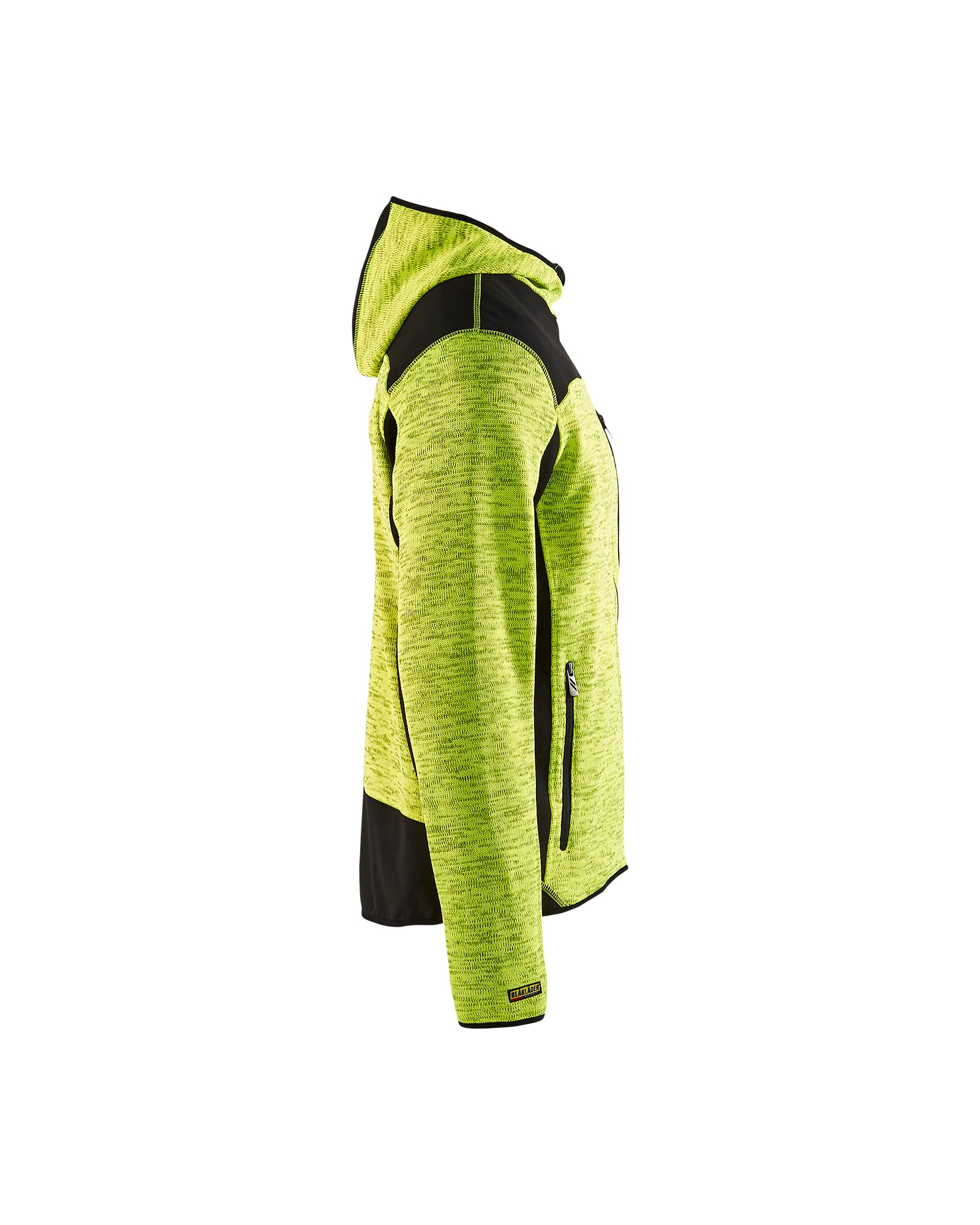 blaklader-knitted-jacket-jaune-fluo-noir-tricot-capuche image 3