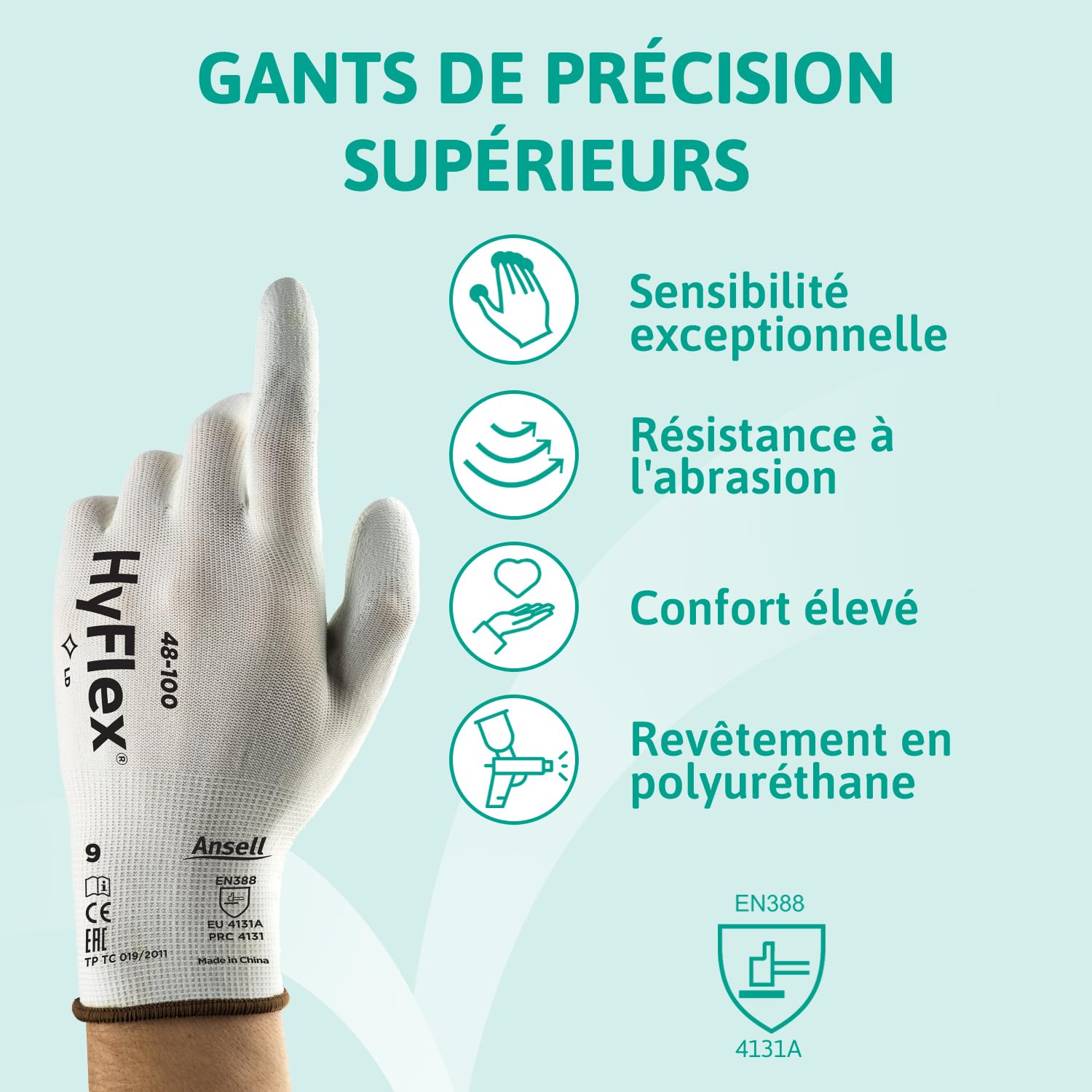 ansell-hyflex-48-100-gants-pr-cision-blancs-taille-s-12-paires image 2