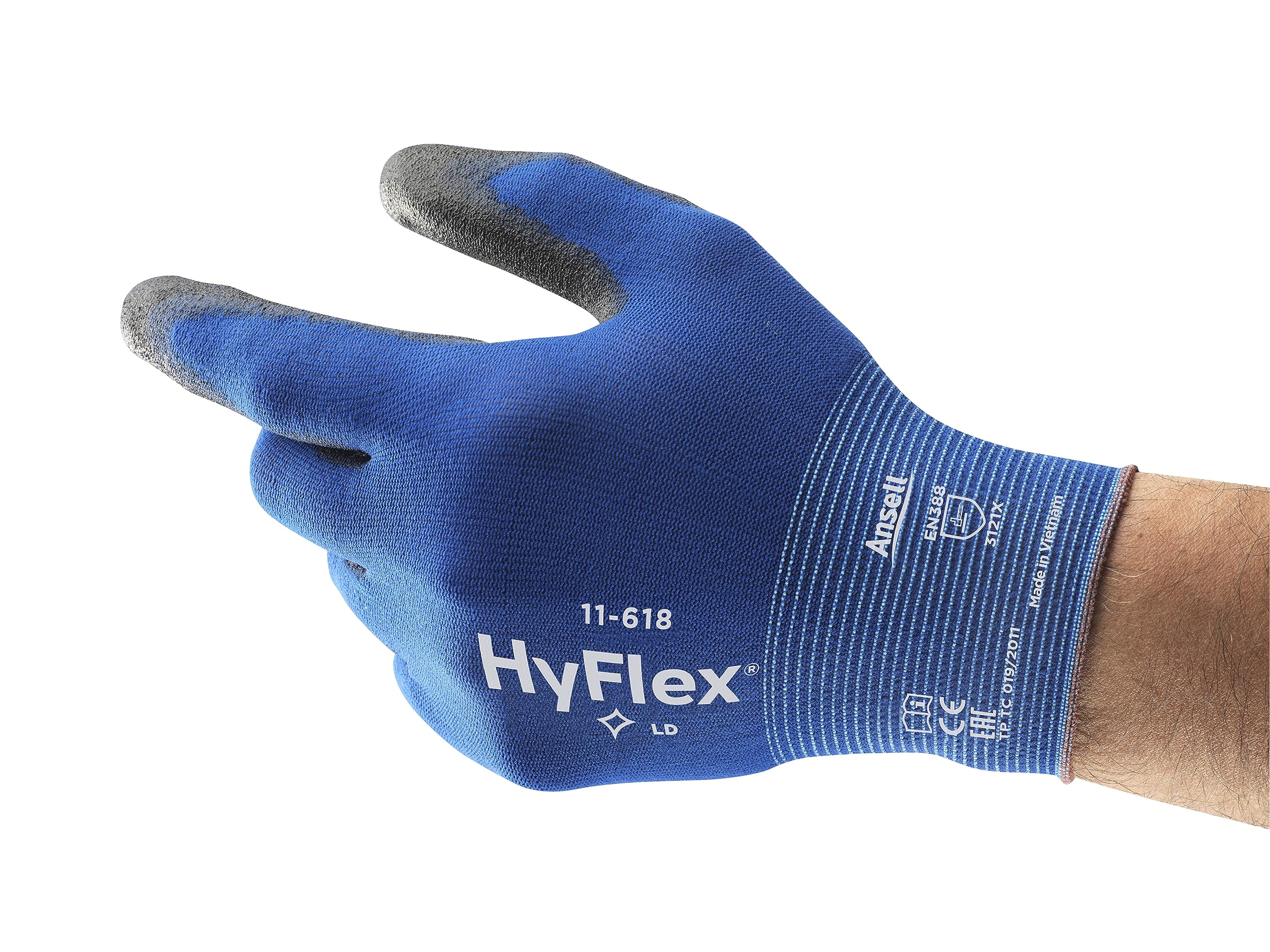 ansell-hyflex-11-618-gants-pu-tactiles-bleus-taille-m-1-paire image 1