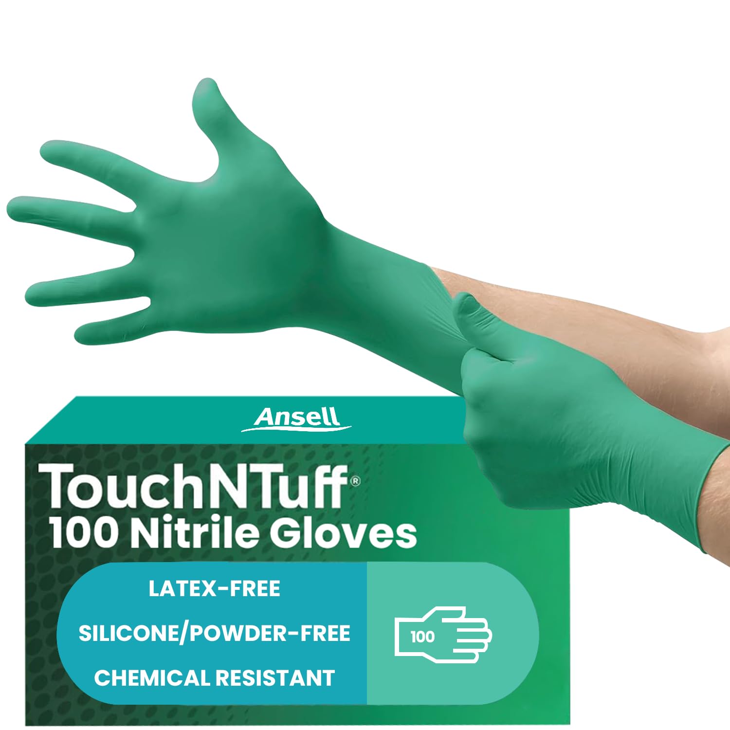 ansell-touchntuff-92-605-gants-nitrile-verts-l-bo-te-100 image 1