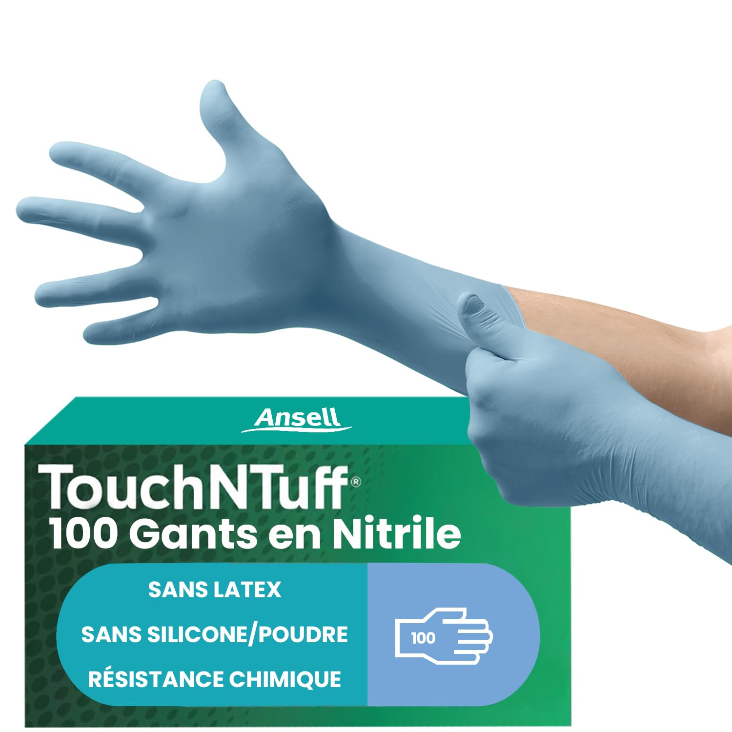 ansell-touchntuff-92-665-gants-nitrile-bleu-taille-l-100-gants image 1