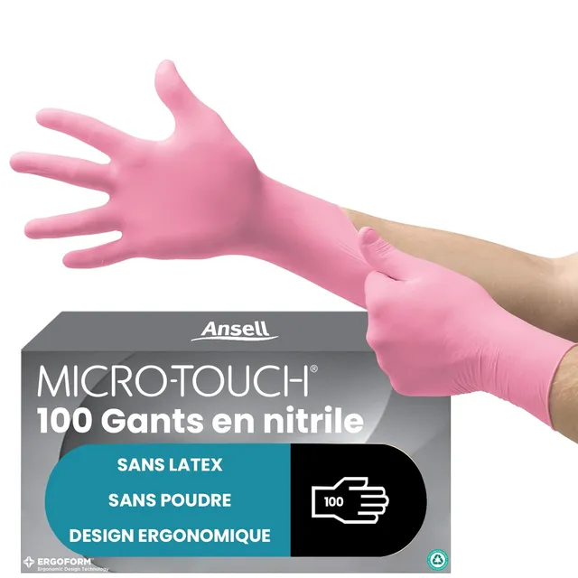 ansell-micro-touch-nitrafree-gants-nitrile-roses-xs-100-pi-ces image 1