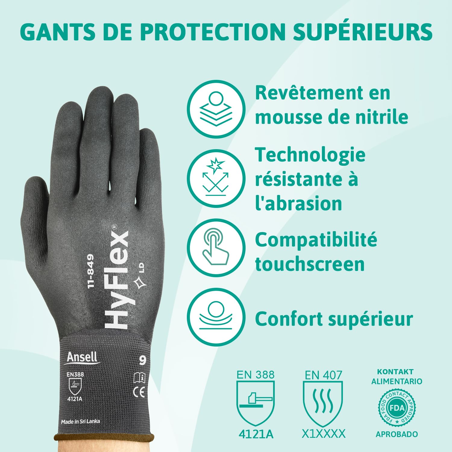 ansell-hyflex-11-849-gants-montage-noir-taille-xs-lot-12-respirant image 2