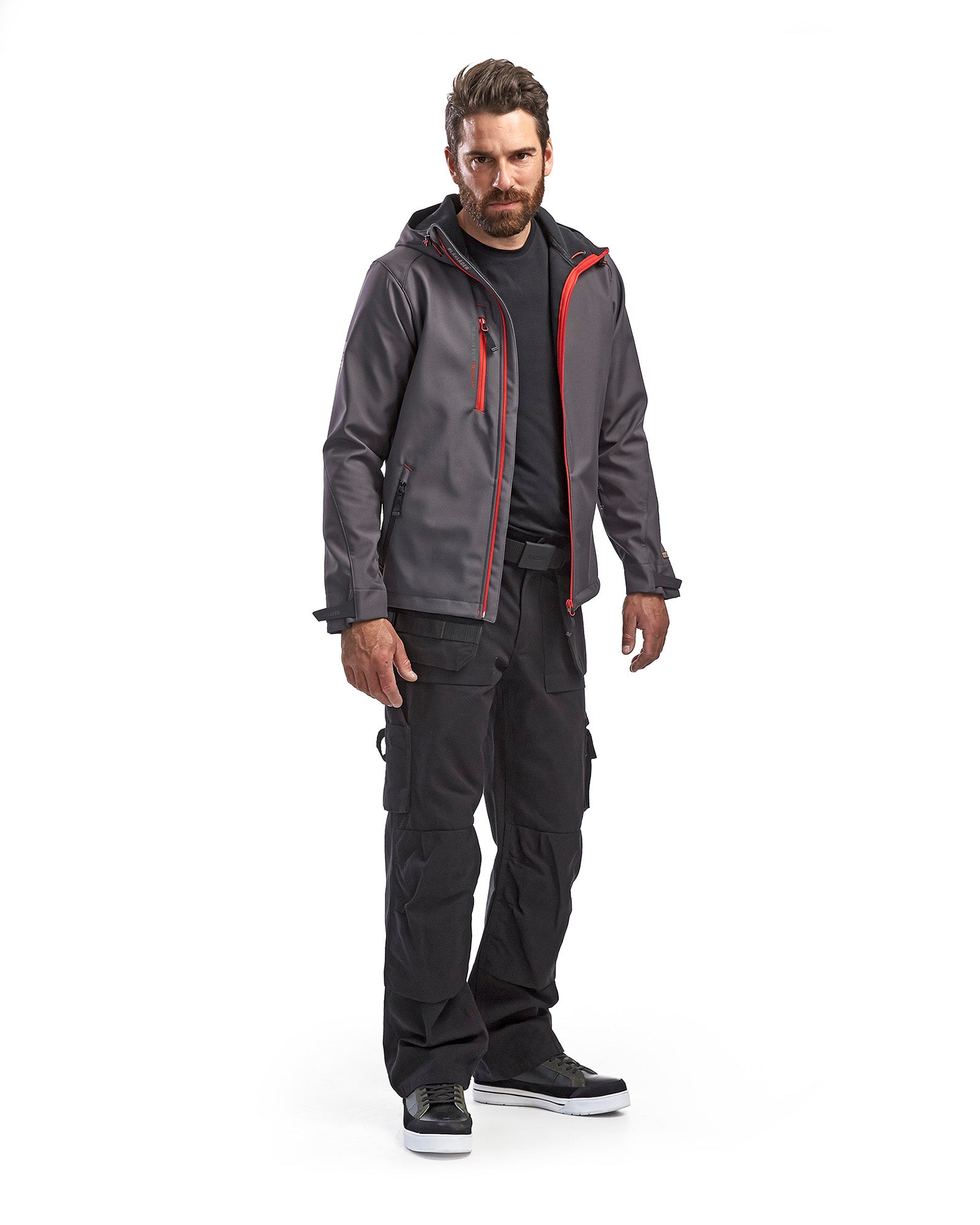 blaklader-kalispell-veste-softshell-gris-fonc-rouge-capuche image 5