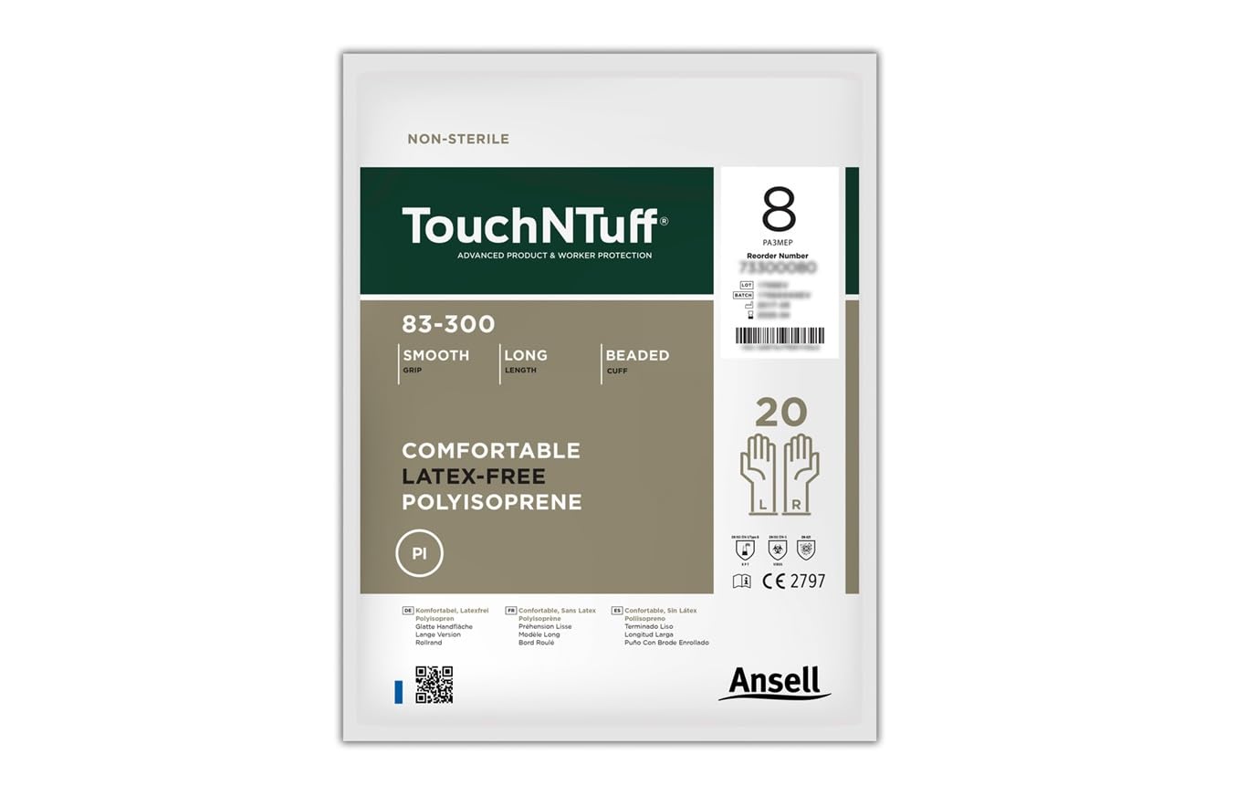 ansell-touchntuff-gants-polyisopr-ne-83-300-blanc-8-5-20-paires image 2