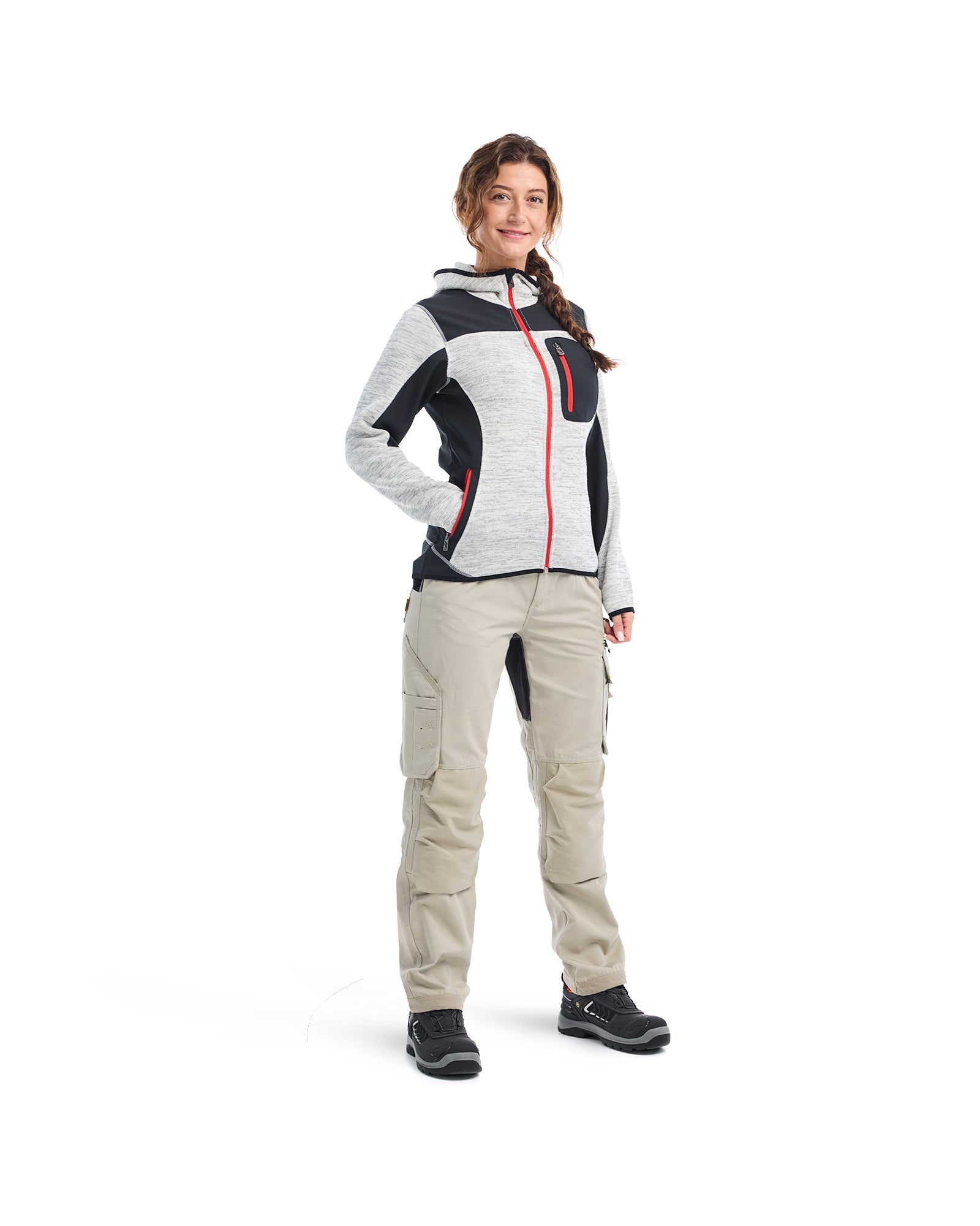 blaklader-jackets-veste-tricot-e-femme-gris-chin-noir-capuche image 8
