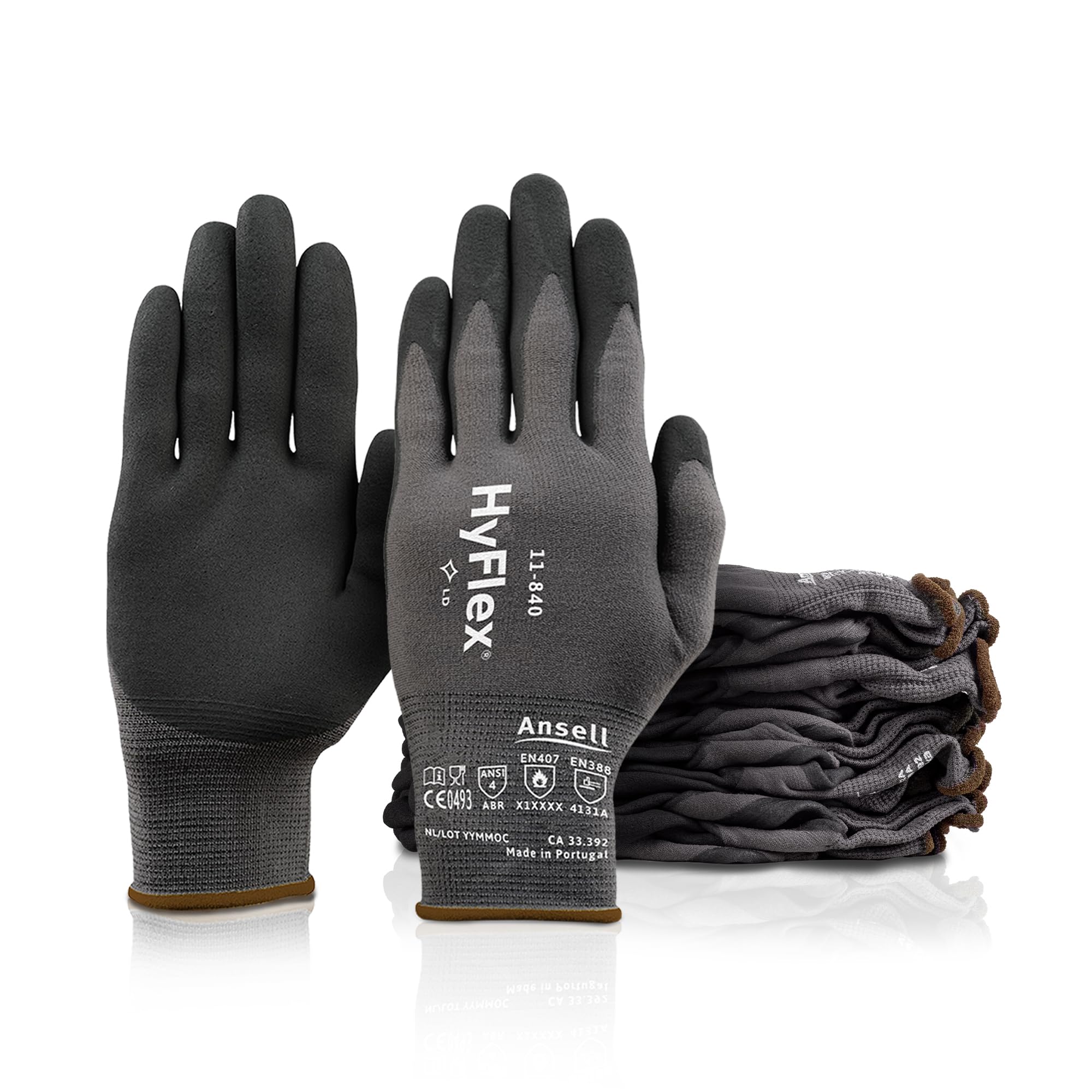 ansell-hyflex-11-840-gants-nitrile-noir-2xl-12-paires-abrasion image 1